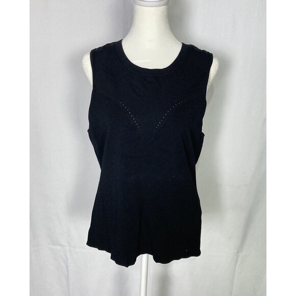 Paris Atelier & Other Stories Large Women Black Tank Top Knit Lasercut Basic EUC - Picture 1 of 9